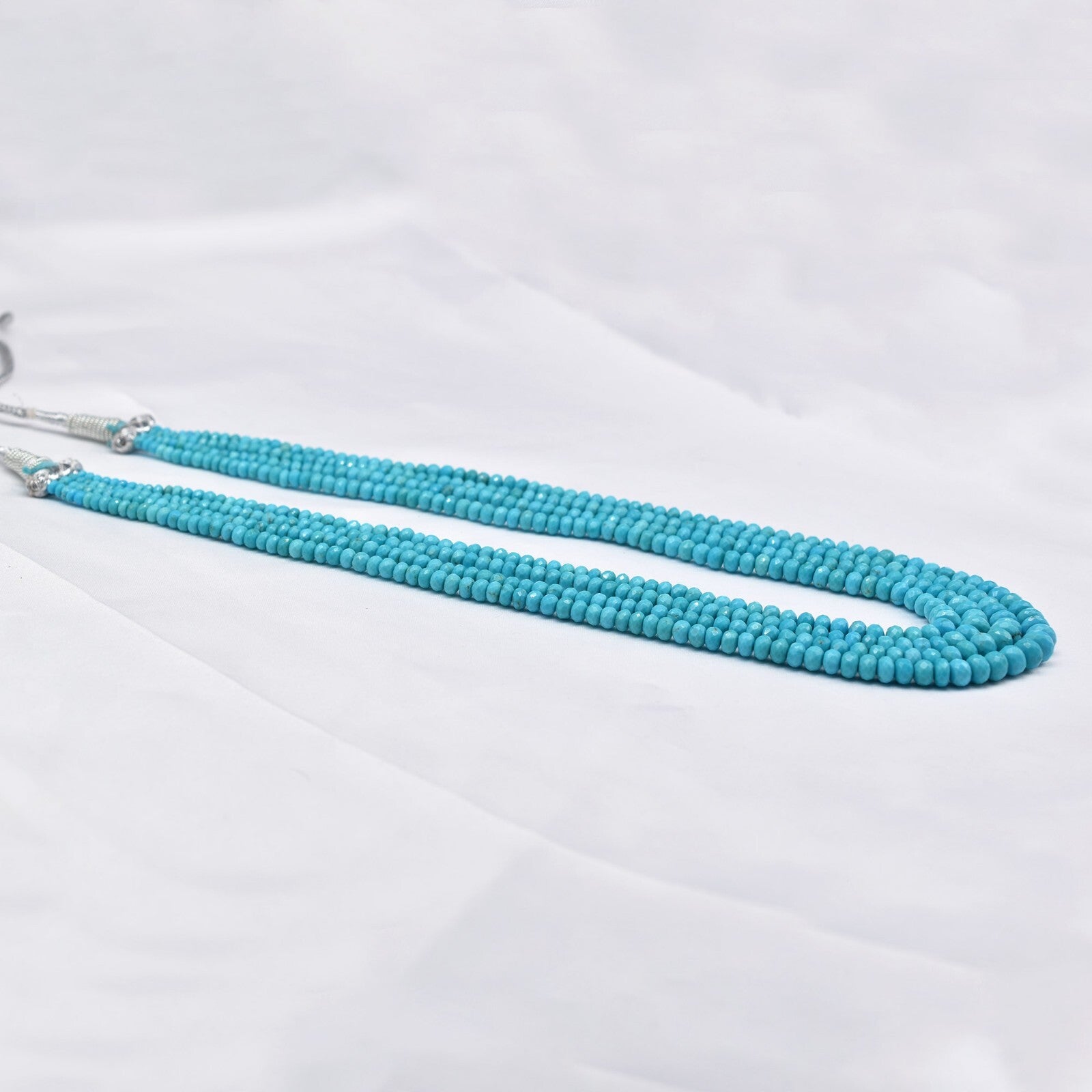 Certified Natural Turquoise Round Blue Gemstone Necklace 268 Ct Drilled Beads