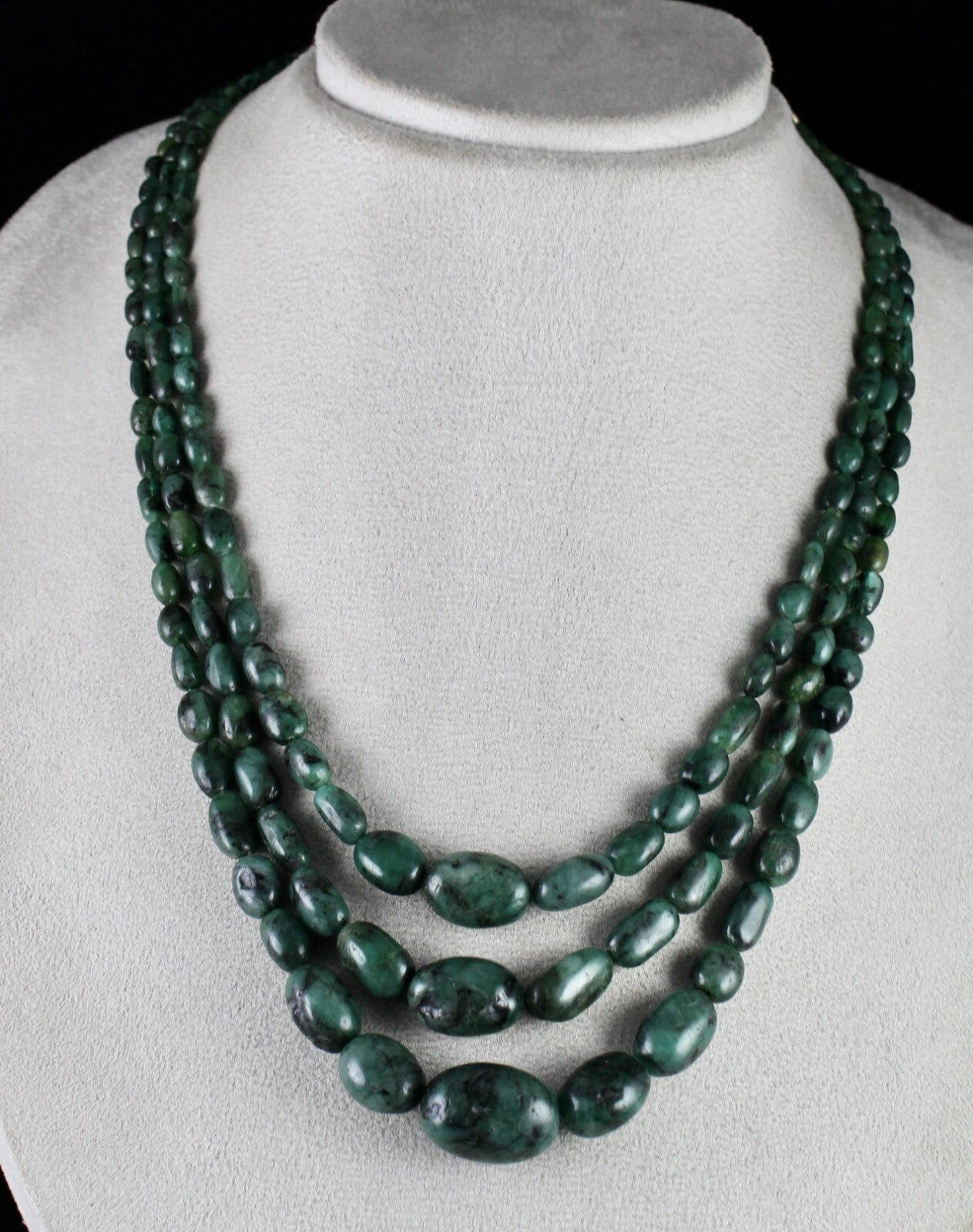 Certified Antique Necklace 3l Natural Emerald 435 Ct Beads Vintage Gemstone
