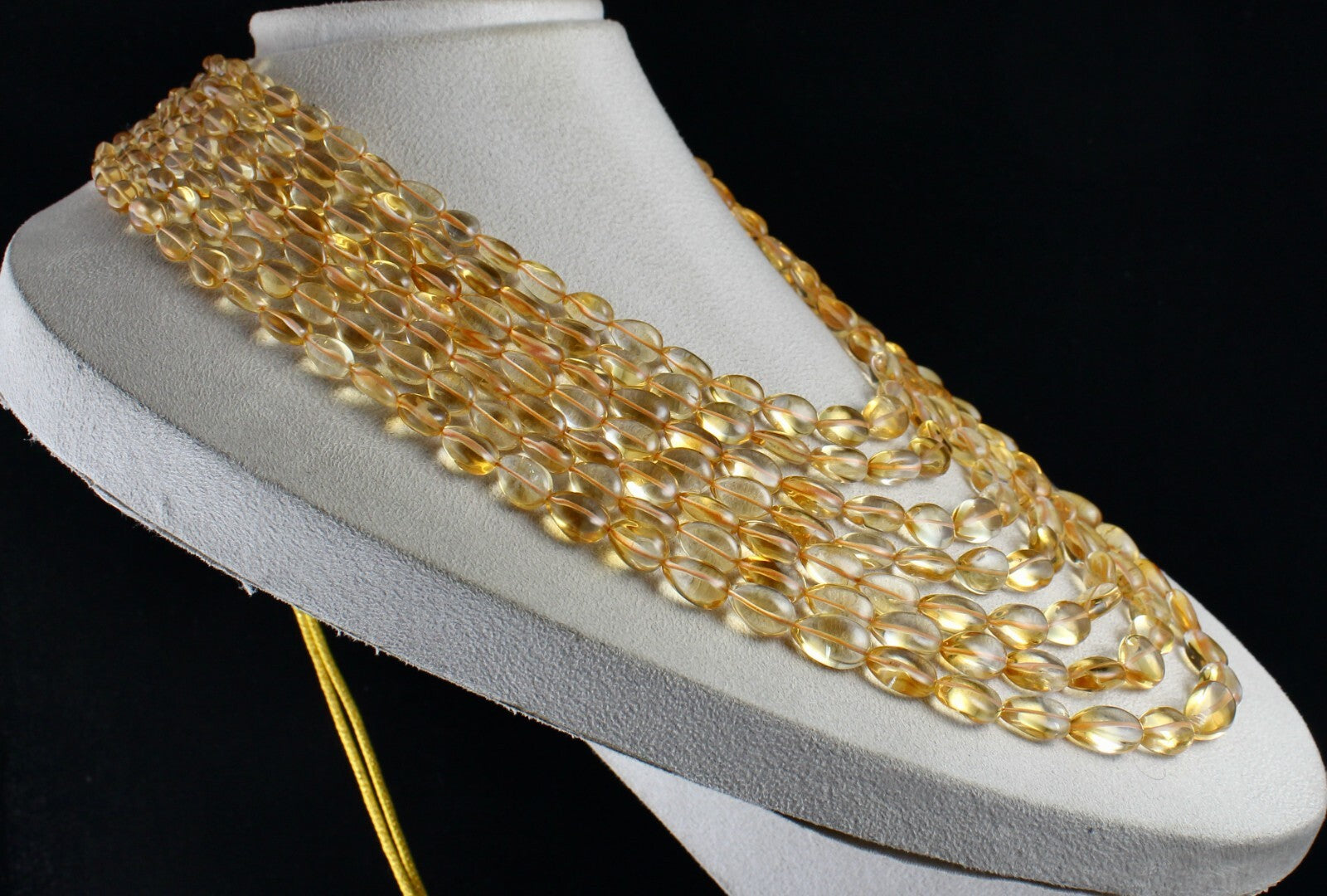 Certified Natural Yellow Citrine 1267 Ct Teardrop Beads Fashion Necklace