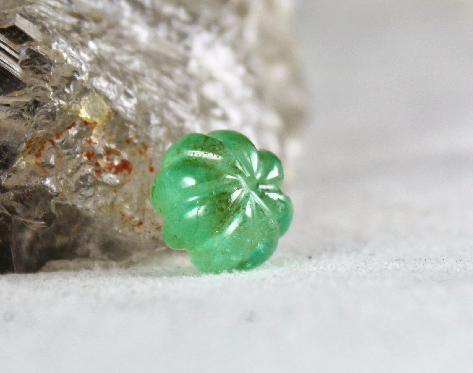 Certified Natural Colombian Emerald Melon Carved Gemstone Bead Pendant 11.96 Ct