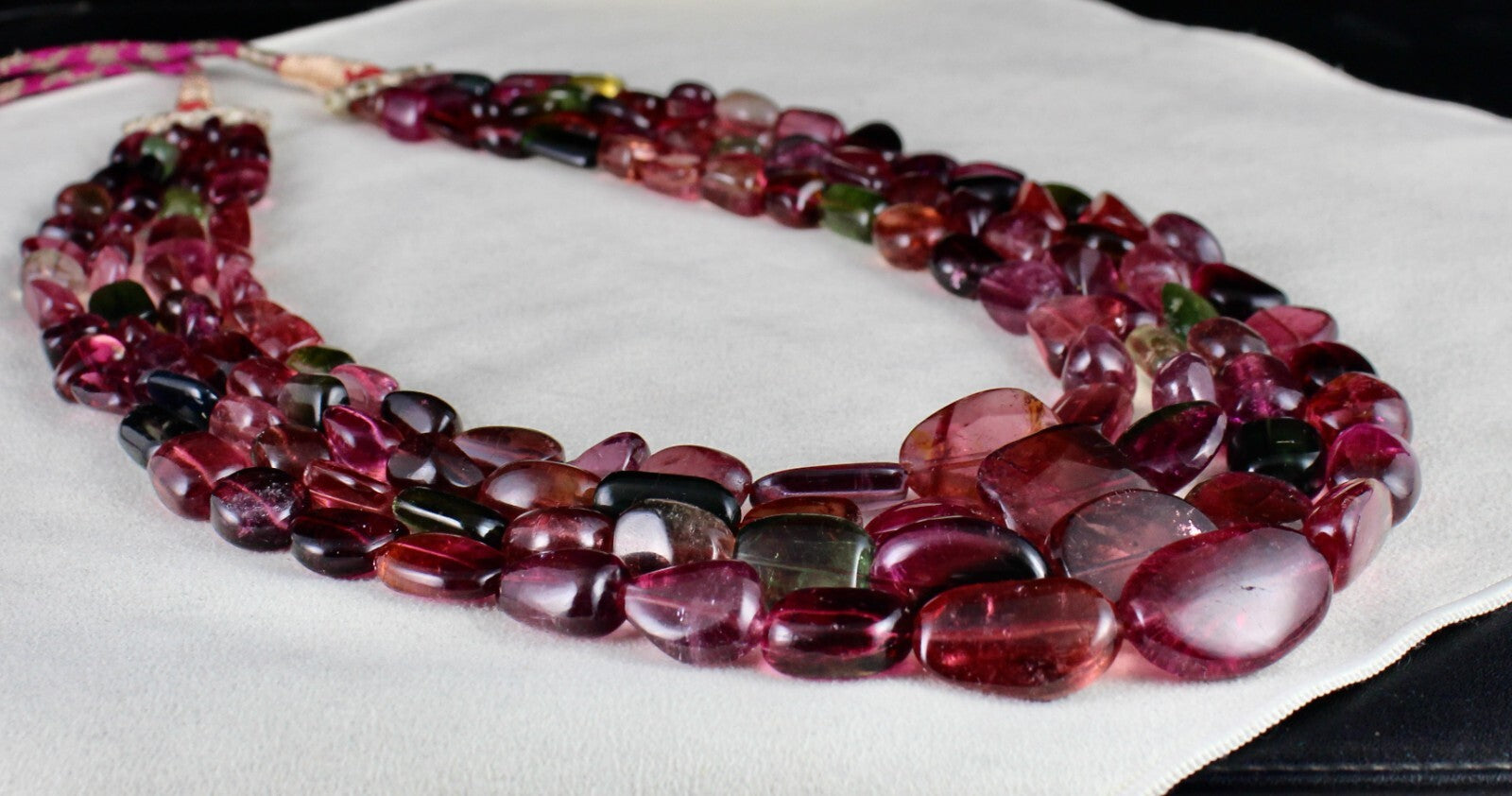 Certified Natural Multi Tourmaline Beads Tumble Gemstone Necklace 1445 Ct