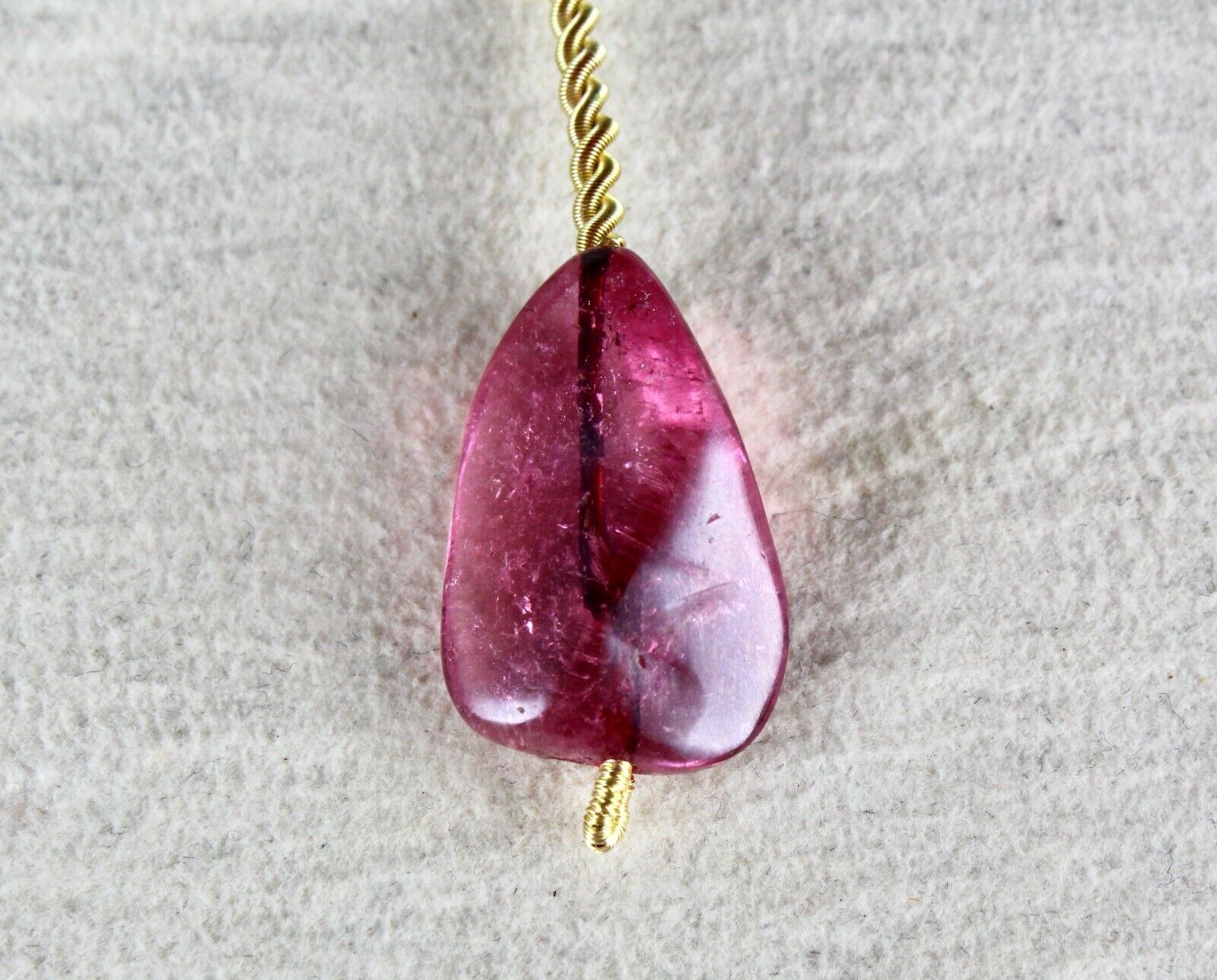 NATURAL PINK TOURMALINE CABOCHON DRILLED BEAD 15 CTS GEMSTONE HANGING PENDANT