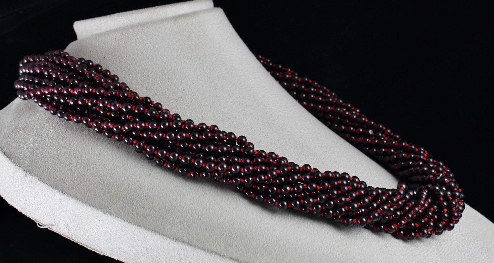 Natural Red Garnet Beads 2043 Ct Round Knotted 15 Line Gemstone Necklace