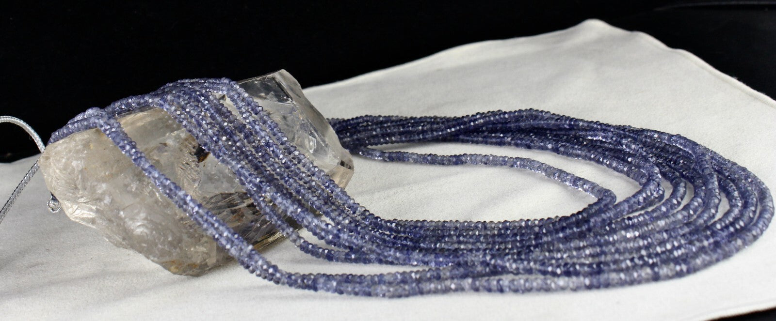 Certified Natural Iolite 503 Ct Faceted Round Beads Necklace, Blue Gemstone
