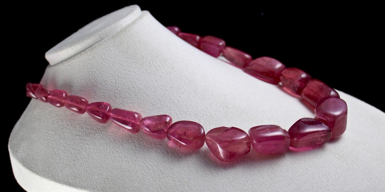 Natural Pink Tourmaline Rubellite Tumble 34mm Big 1403 Ct Stone Beaded Necklace