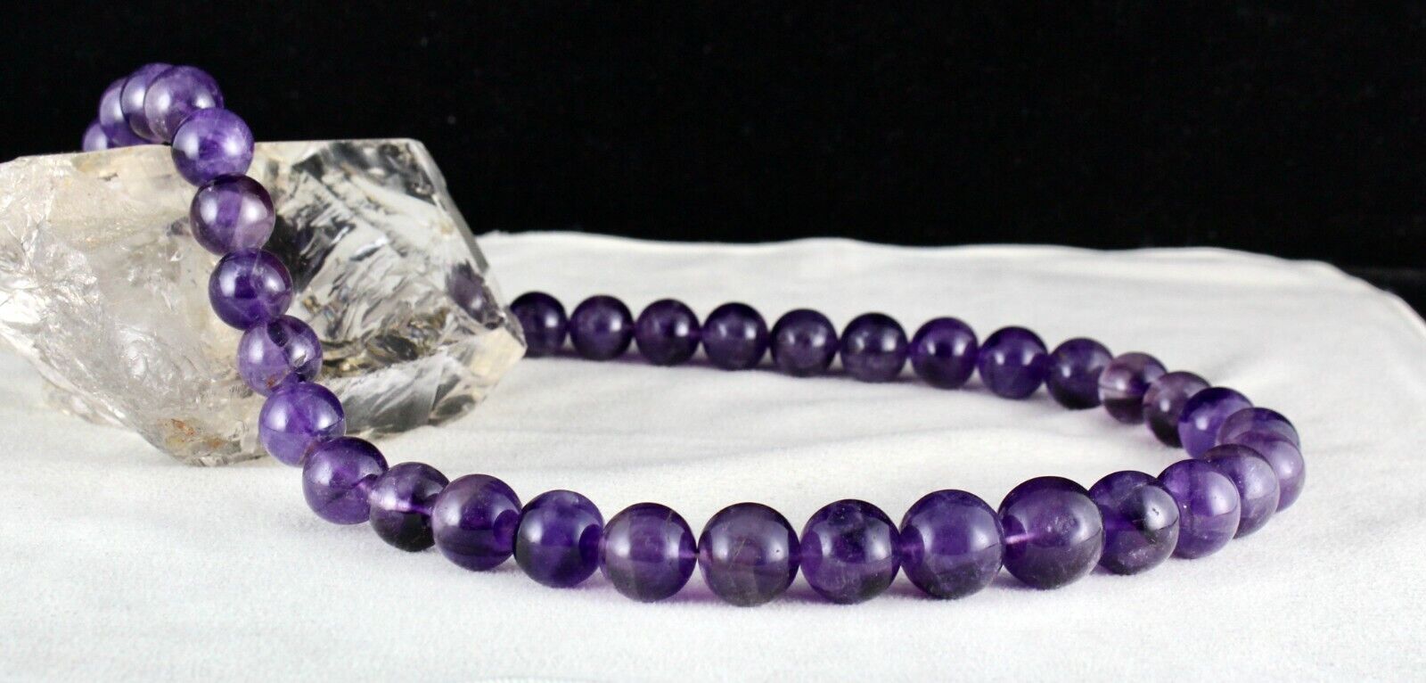 Natural Amethyst Beaded Necklace 1 Line 846 Carats Big Round Gemstone Strings