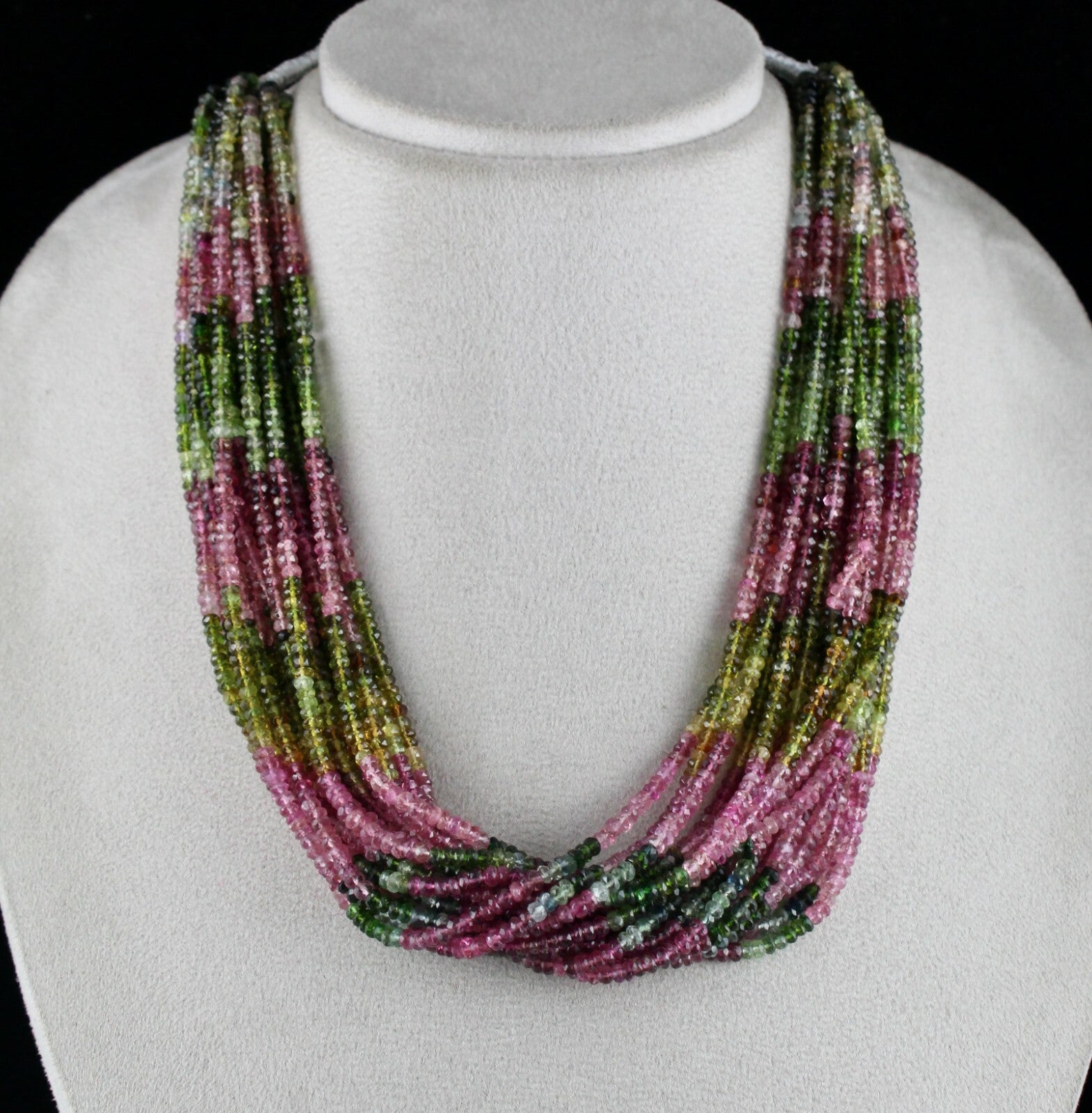 Certified Natural Multi Tourmaline 802ct Faceted Round Gemstone Necklace