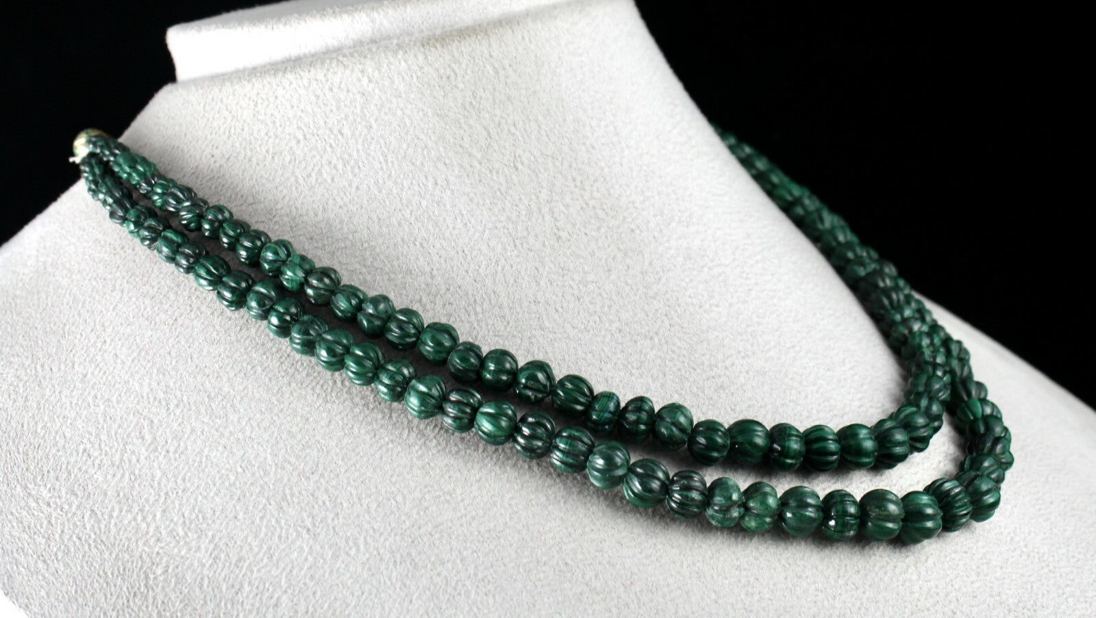 Certified Heirloom Natural Malachite 356 Ct Carved Gemstone Necklace