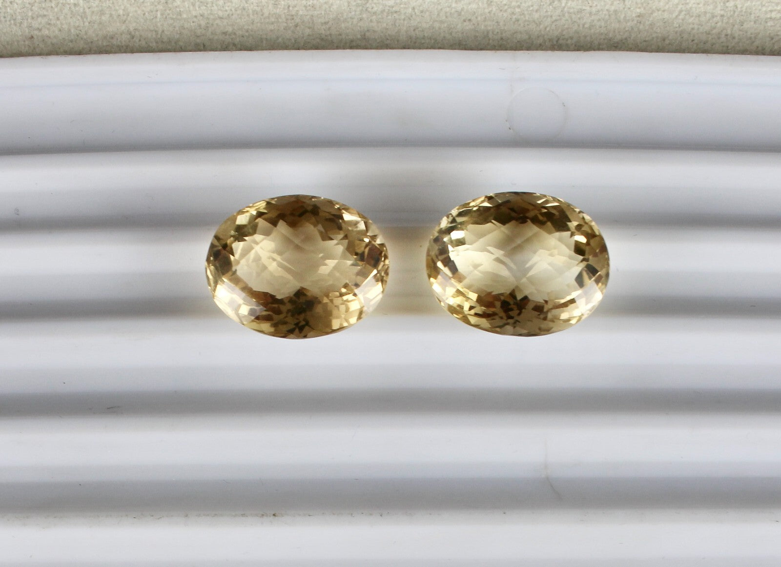 Natural Yellow Citrine Oval 61.22 Ct Gemstone Pair For Earring Design