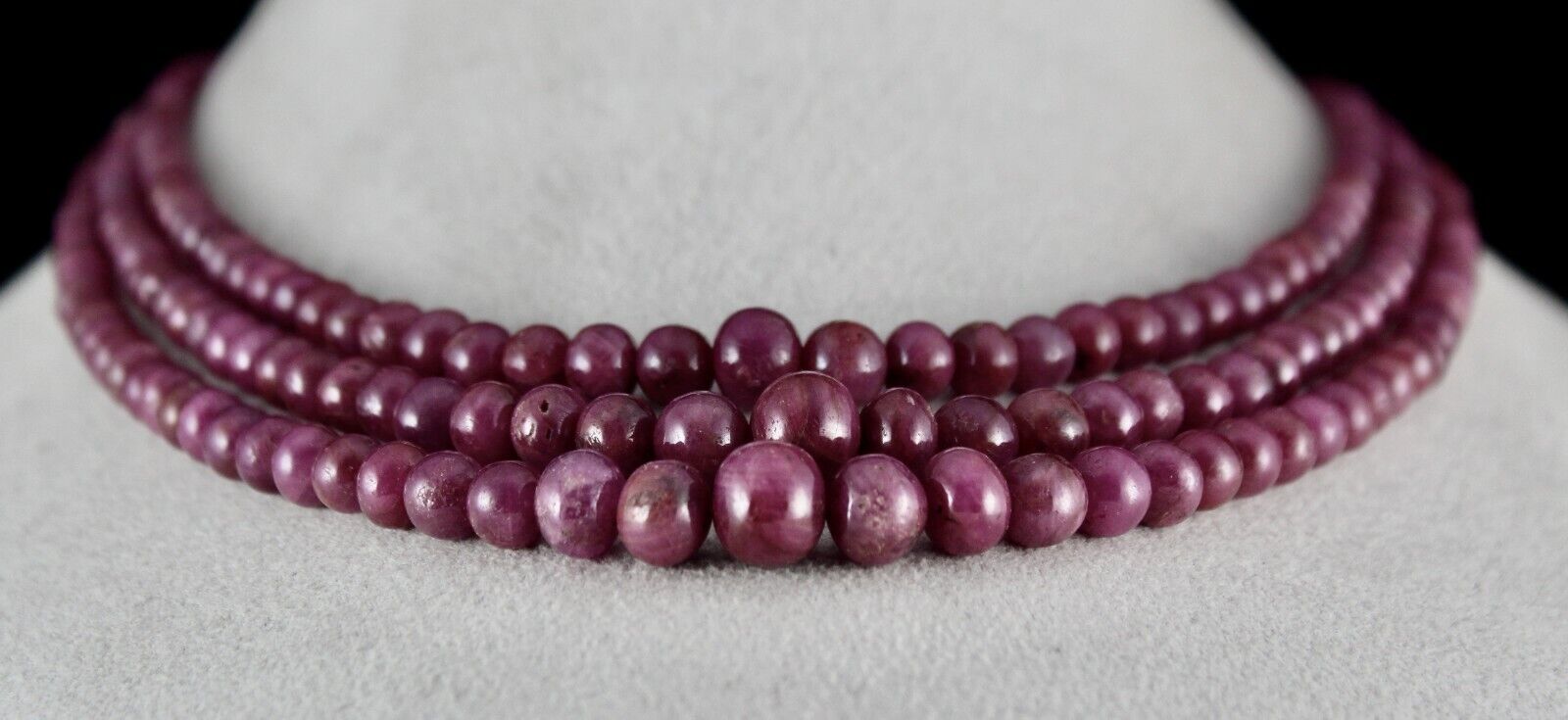 Natural Ruby Beads Round 3 Line 444 Carats Untreated Gemstone beaded Necklace