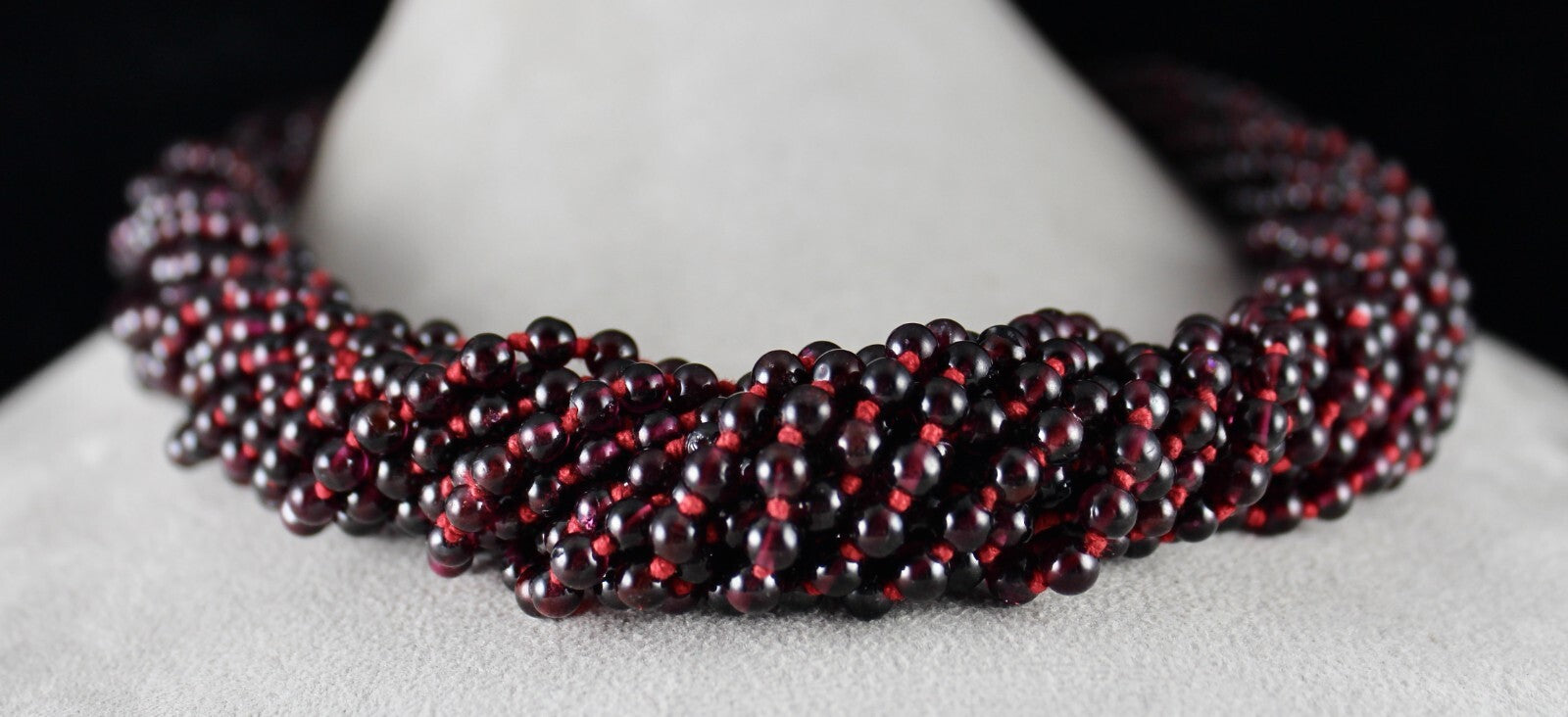 Natural Red Garnet Beads 2043 Ct Round Knotted 15 Line Gemstone Necklace