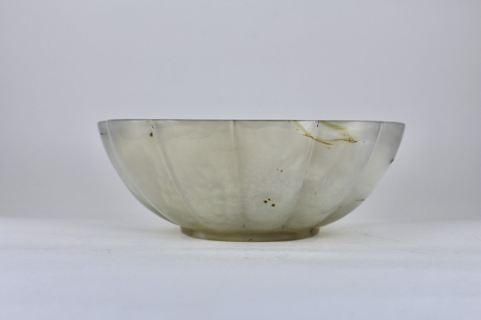 Certified Handmade Natural Chalcedony 2410 Ct Carved Oval Gemstone Bowl Decor