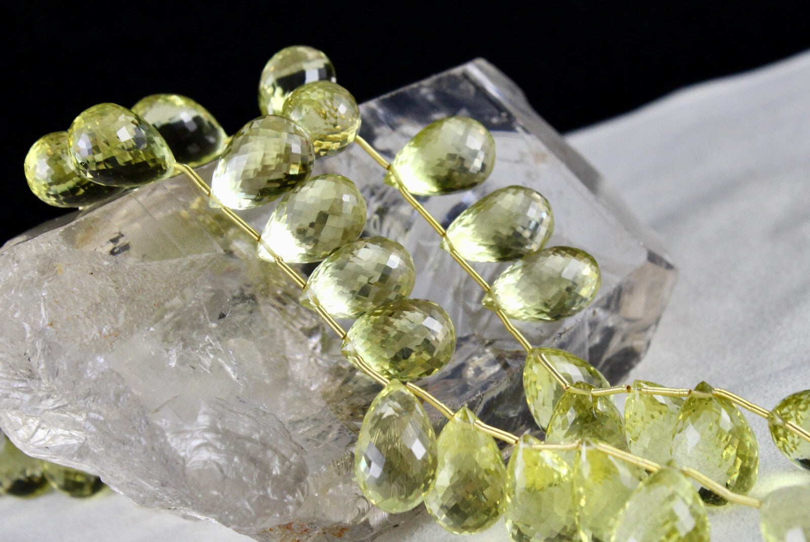 Natural Lemon Quartz Teardrop Beads 1 L 466ct Sterling Silver Necklace For Women