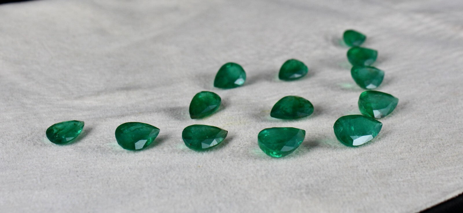 Certified Natural Zambia Emerald 43.50ct Pear Cut Gemstone Ring Earring Set