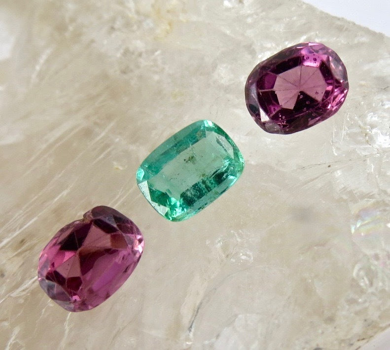 Certified Natural Red Spinel 3 Stone Emerald Cut 7.63ct Ring Sterling Silver