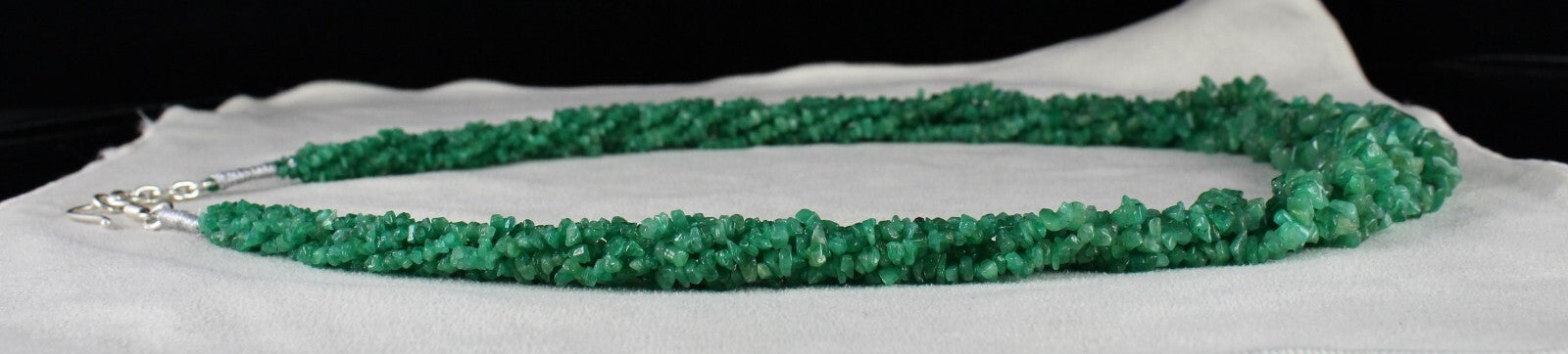 Certified Natural Colombian Emerald Beads Necklace 442 Ct Sterling Silver