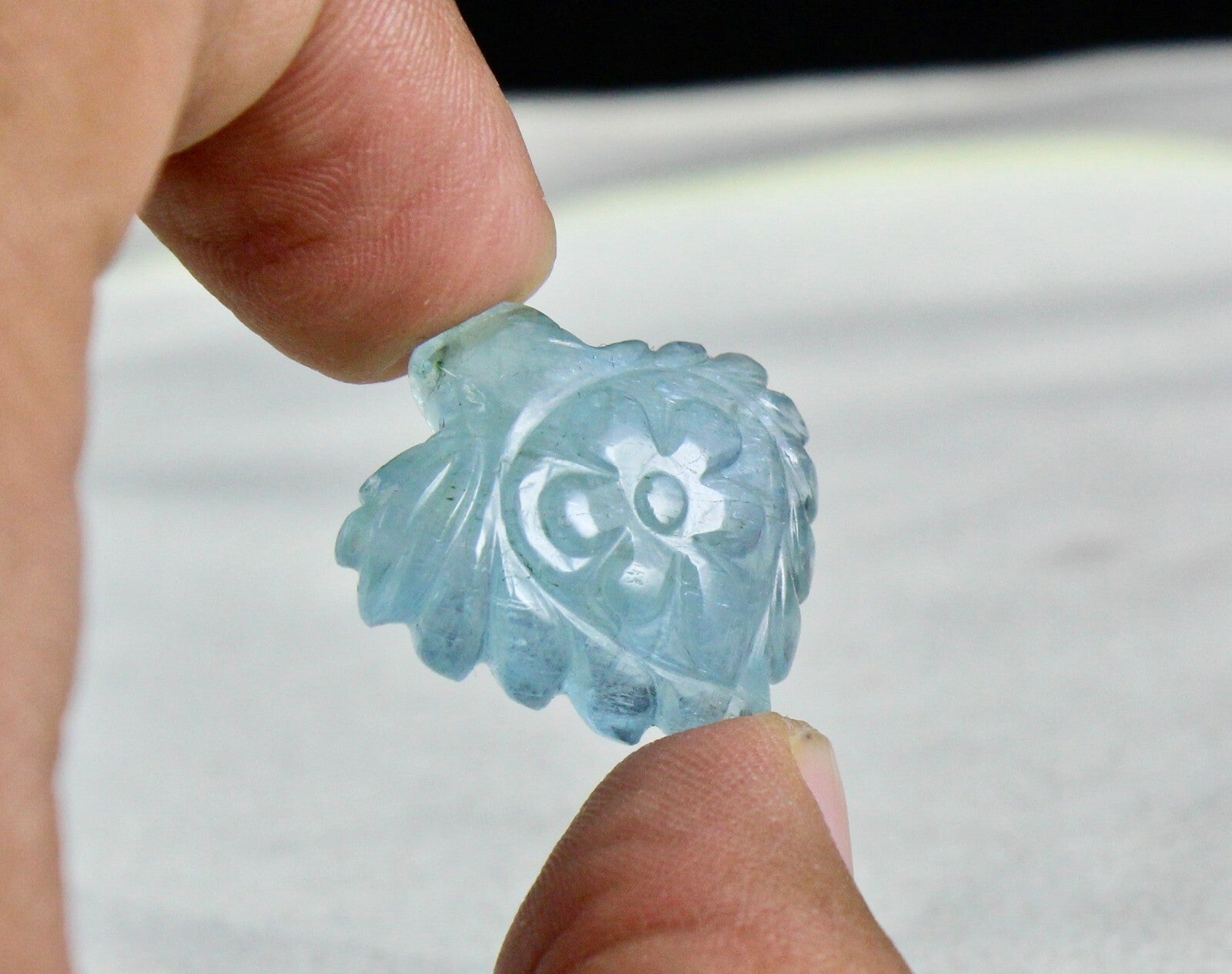 Certified Classic Natural Blue Aquamarine 31.92 Ct Carved Drill Gemstone Pendant