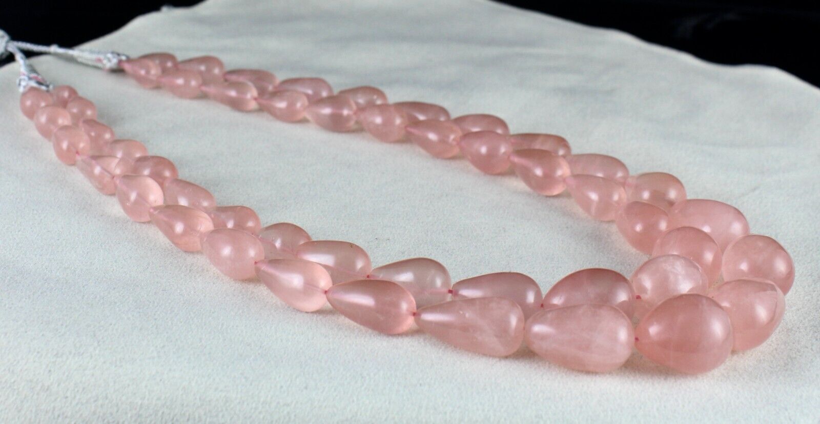 NATURAL ROSE QUARTZ BEADS DROPS CABOCHON 2 L 1002 CTS GEMSTONE FASHION NECKLACE