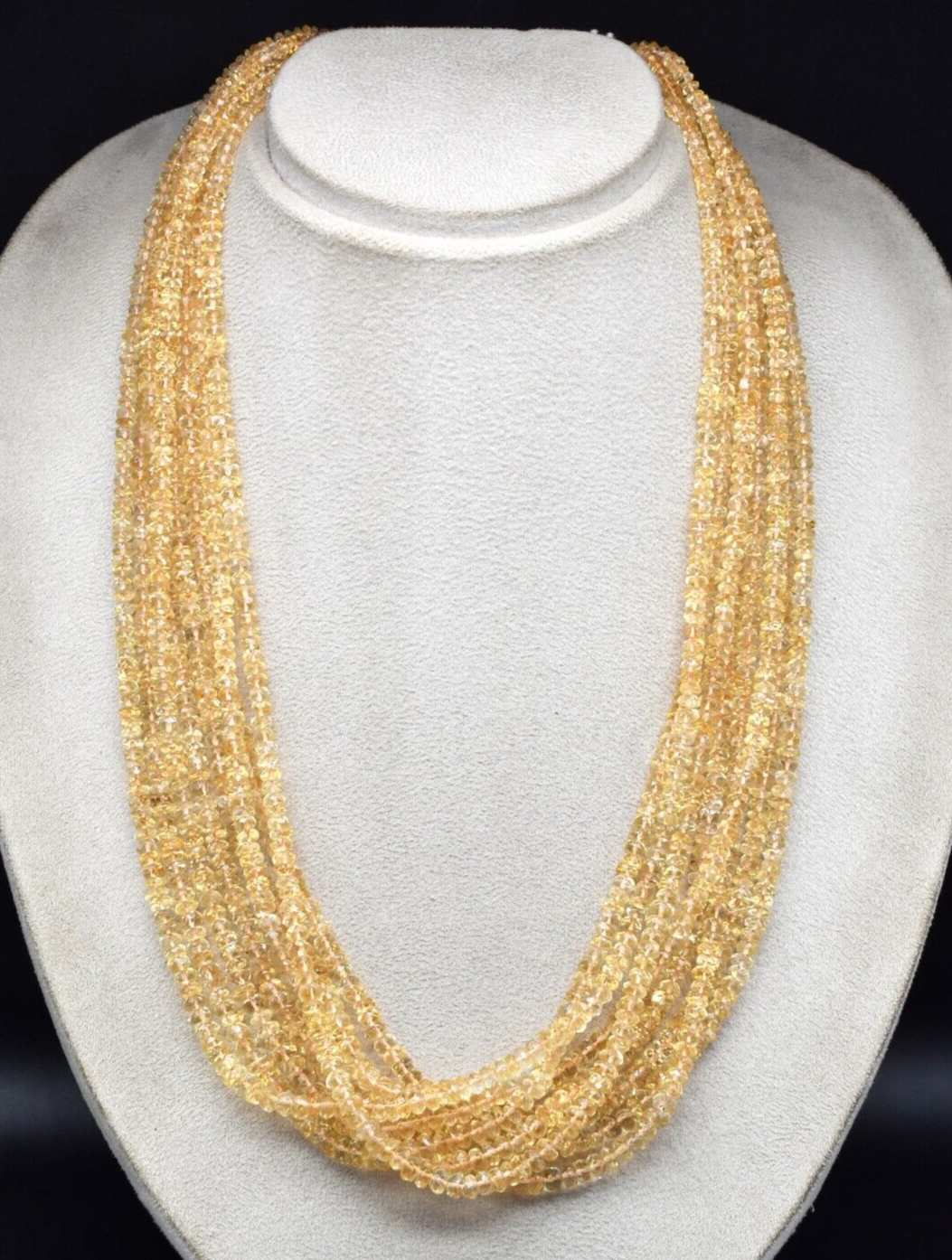 Natural Citrine Beads Faceted Round 8 L 694 Ct Gemstone String Fashion Necklace