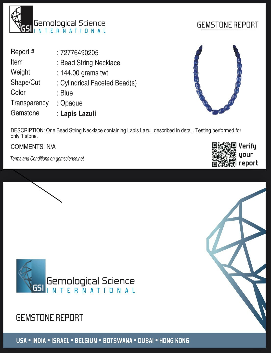 Certified Natural Blue Lapis Lazuli 715 Ct Sterling Silver Gemstone Necklace