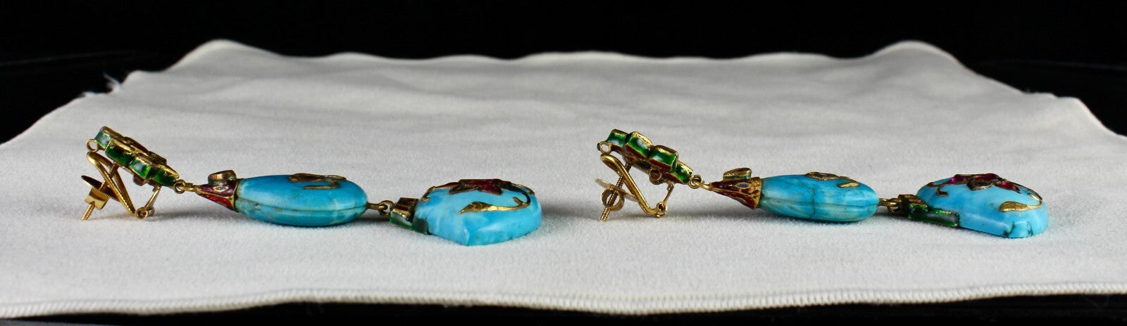 Certified Antique Natural Diamond Ruby 22k Gold Dangle Earrings 10ct For Women