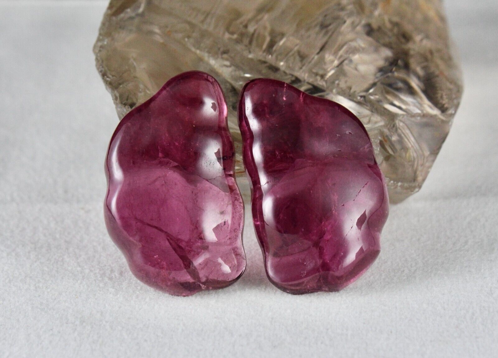 Natural Rubellite Tourmaline Fancy Cabochon 147 Ct Pair Gemstone Design Earring