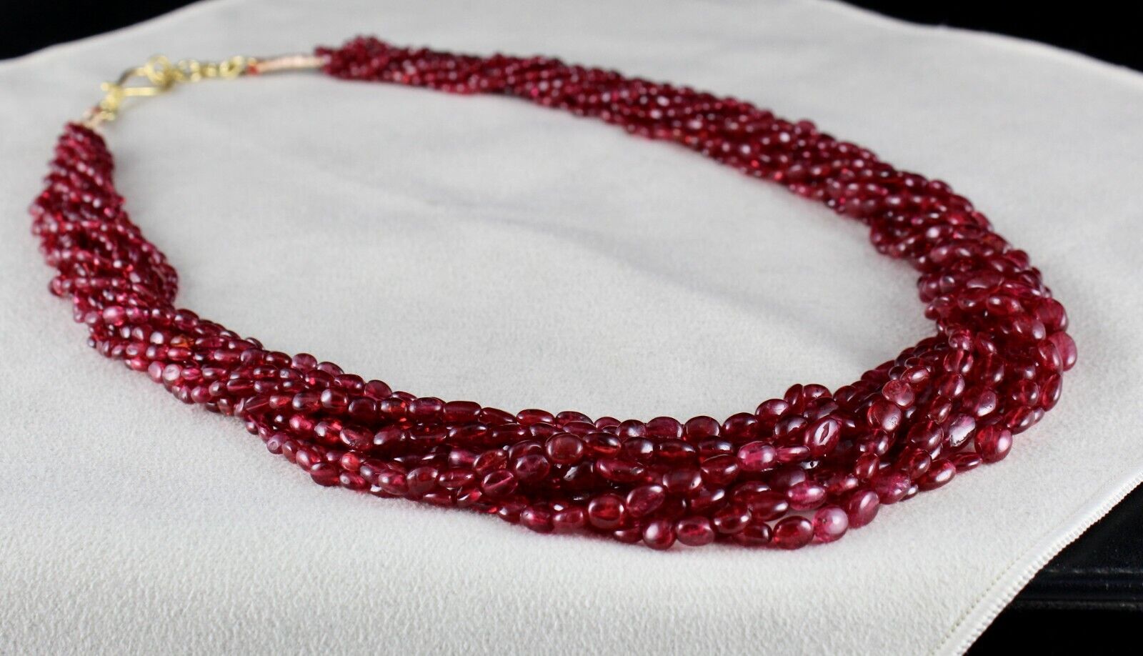 Natural Spinel Beaded Necklace 11 Line 631 Cts Well Matched Cabochon Red Strings