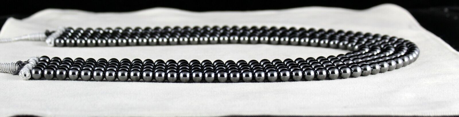 NATURAL HEMATITE BEADS 5 LINE 7MM 1630 CTS ROUND BLACK GEMSTONE FASHION NECKLACE