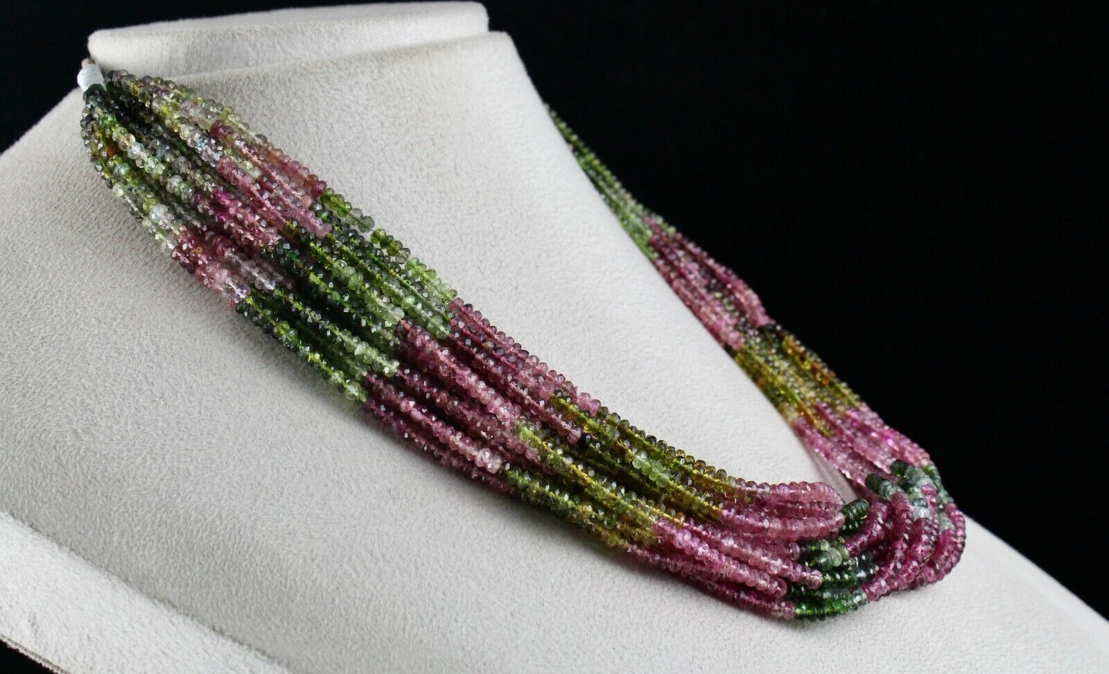 NATURAL MULTI TOURMALINE BEADS 20 LINE 802 CTS FACETED ROUND GEMSTONE NECKLACE