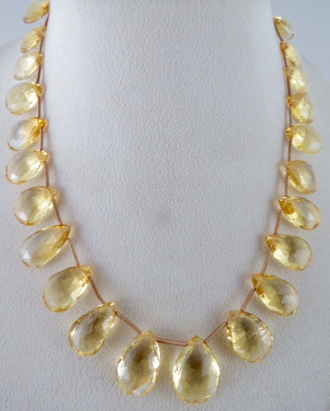 Yellow Natural Citrine Teardrop 32 Pc 261 Ct Gemstone Silver Fashion Necklace