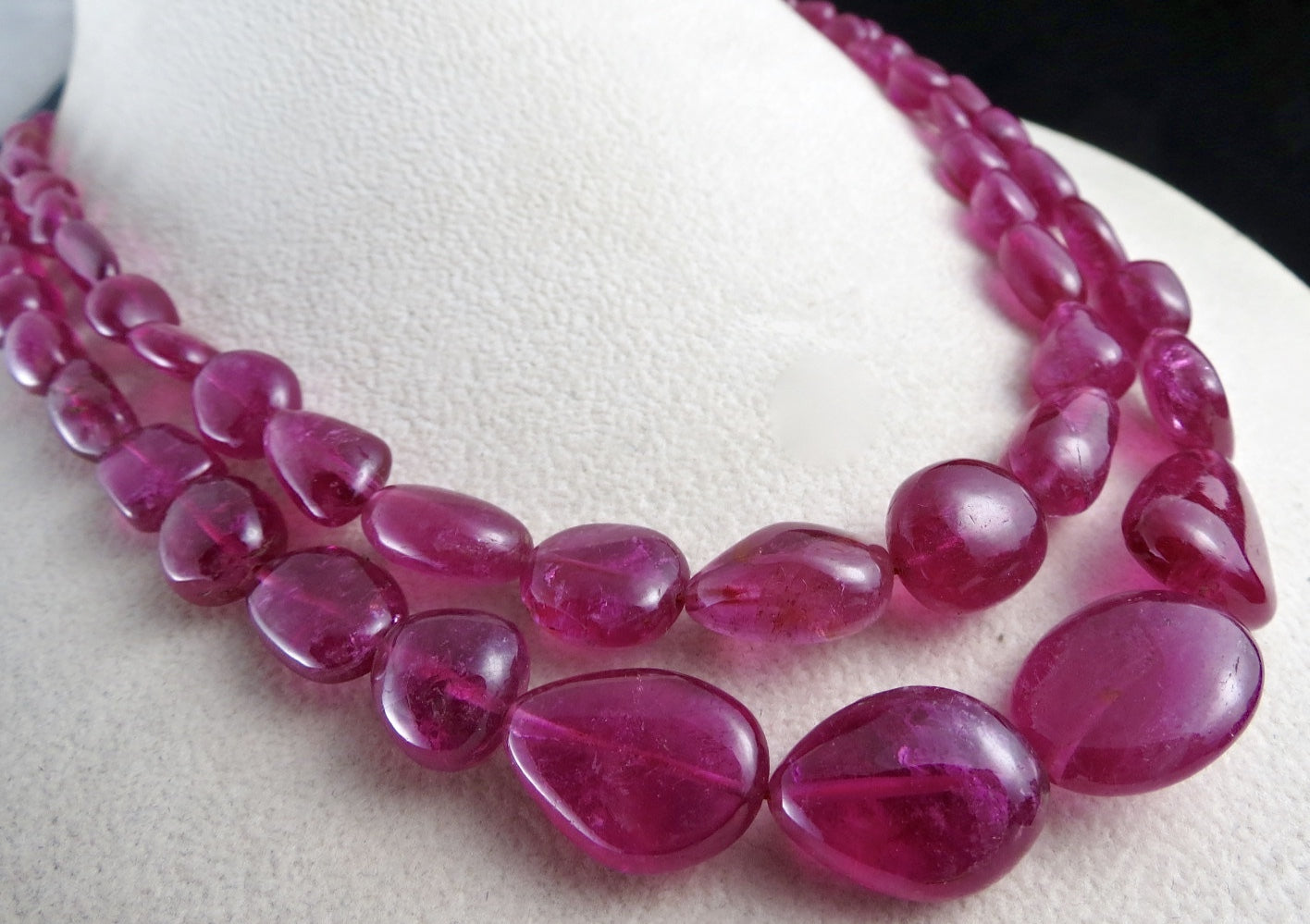 Certified Pink Tourmaline Rubellite 452 Ct Beads Cabochon Gemstone Necklace