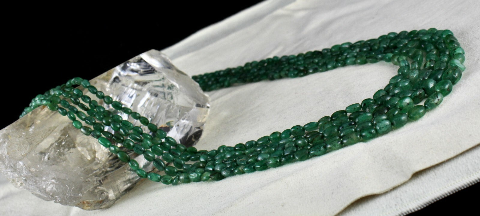 Certified Natural Emerald Beads Cabochon Necklace 5l 322 Carat Vintage Gemstone