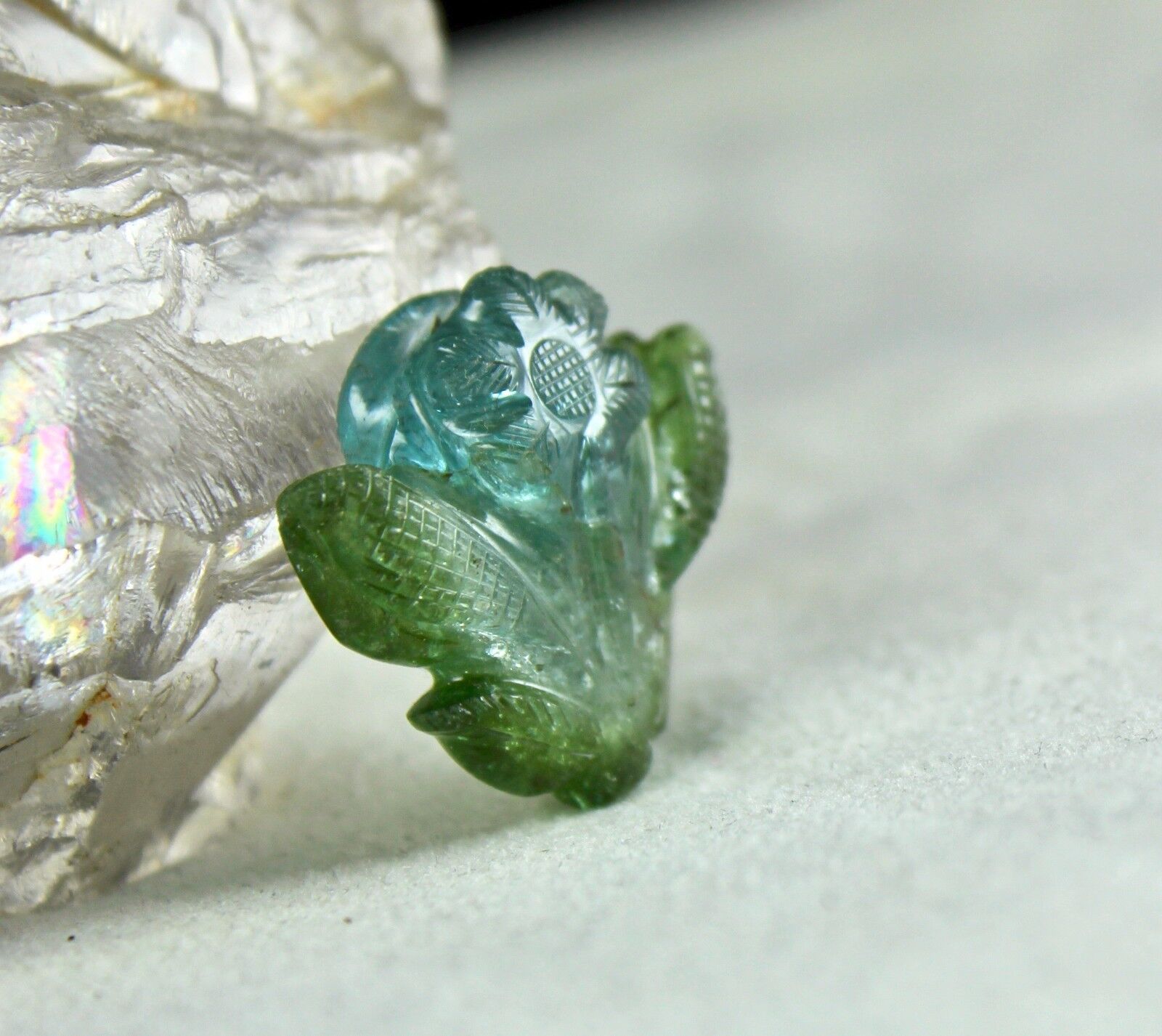 Natural Multi Colour Tourmaline Carved Flower 32.28 Ct Gemstone Ring & Pendant