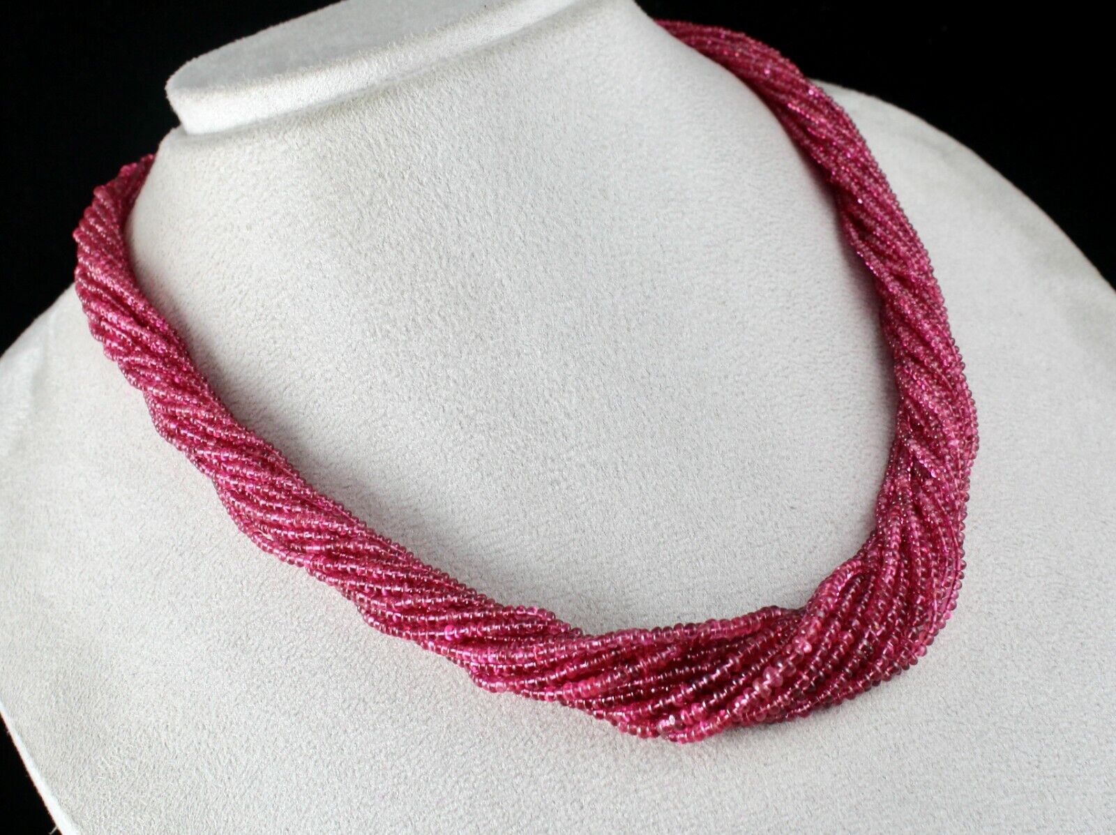 NATURAL UNTREATED SPINEL BEADS ROUND 482 CARATS GEMSTONE LADIES SILVER NECKLACE