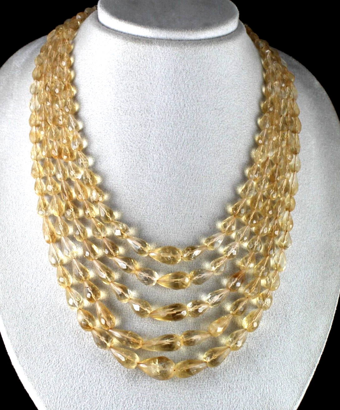 Natural Yellow Citrine Beads Faceted Drops 5 L 787 Ct Gemstone Designer Necklace