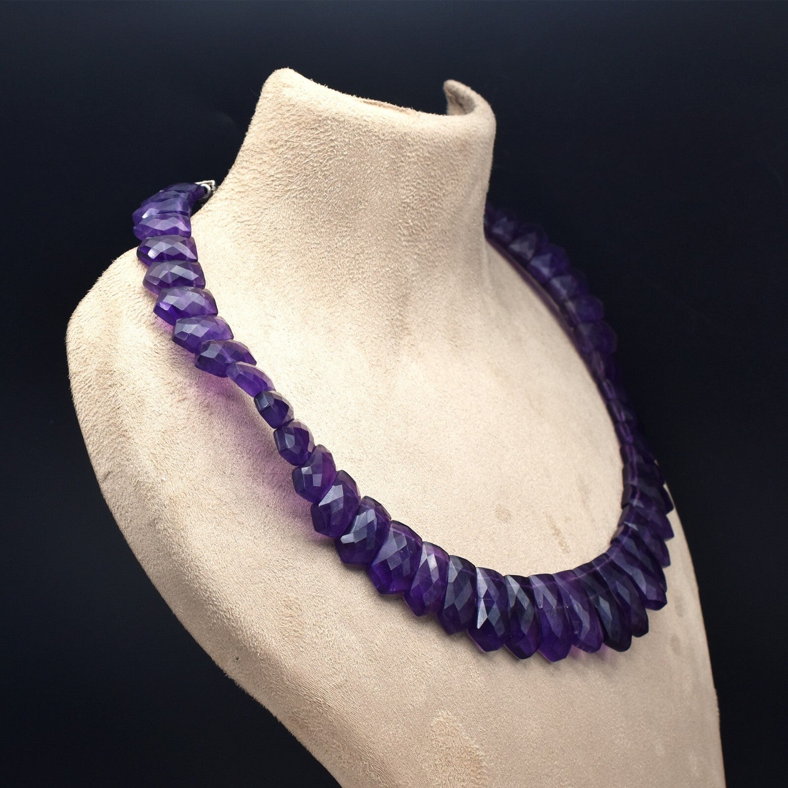 Certified Natural Amethyst 478 Ct Flat Cut Sterling Silver Necklace