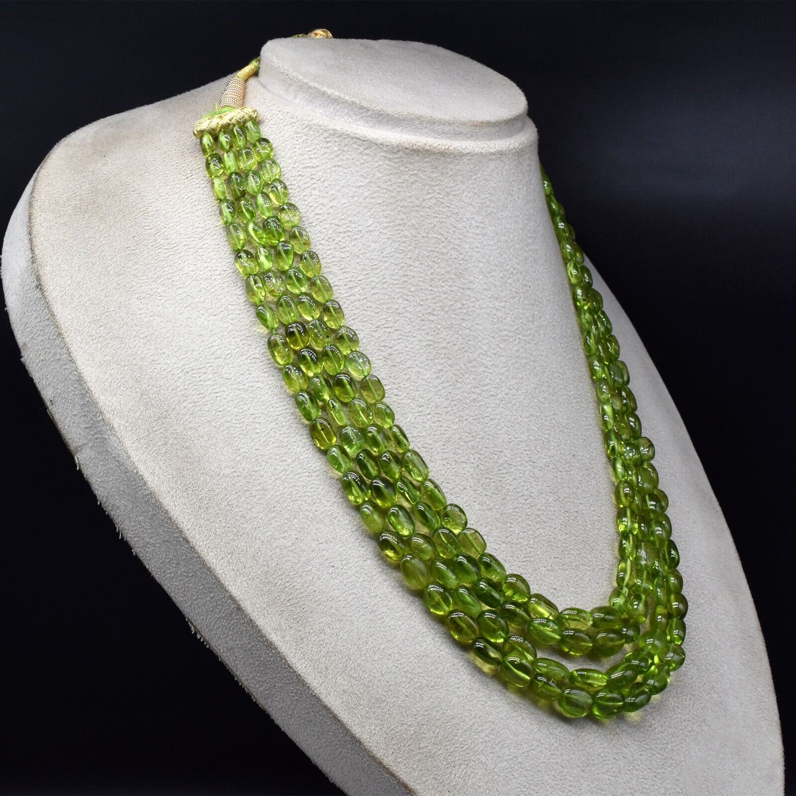 Natural Peridot Necklace Beaded Cabochon 4 L 562 Ct Green Drilled Gemstone