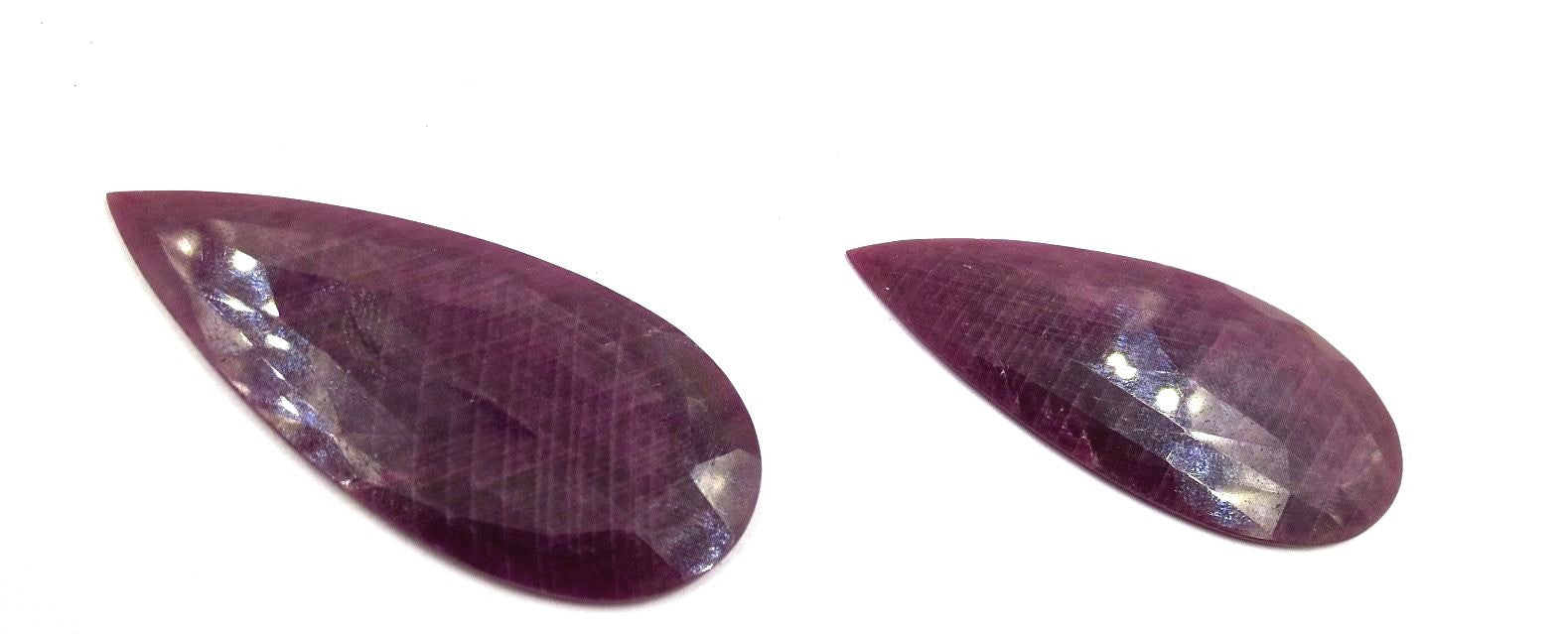 Natural Ruby Faceted Pear Cabochon 103ct Gemstone 56mm 2pcs Earring