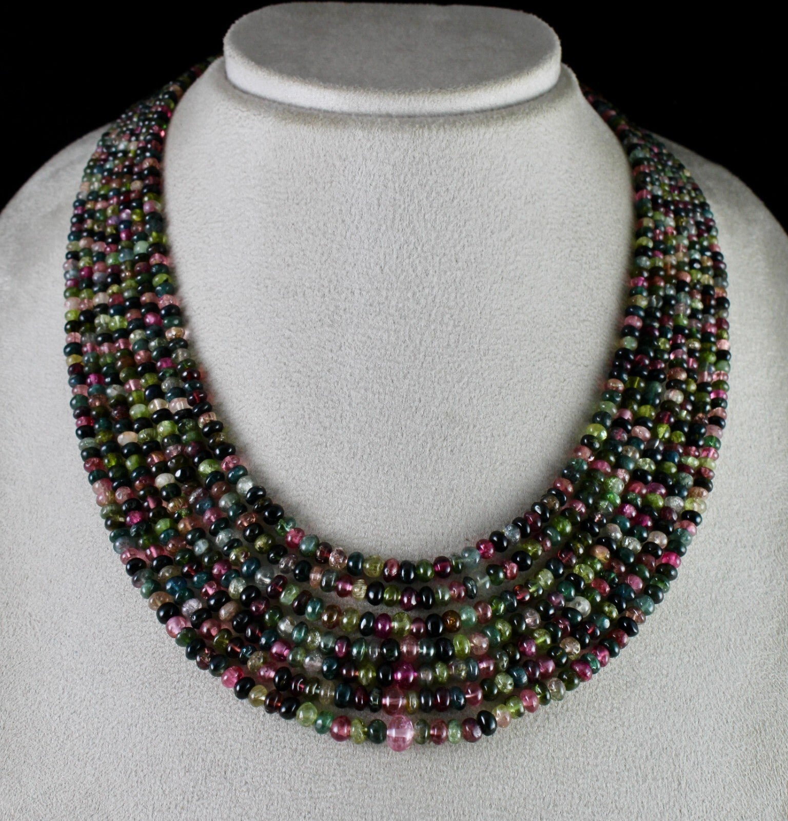 Multi Colour Natural Tourmaline Beads Necklace 583ct Gemstone Strand For Women