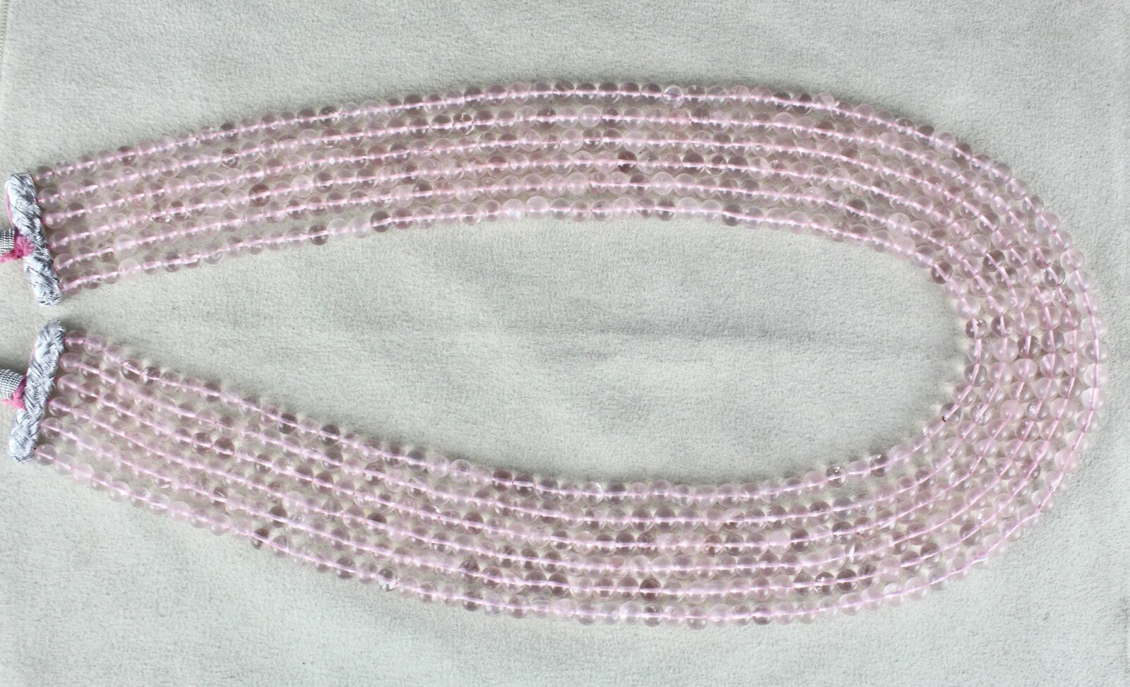 Natural Rose Quartz Beaded Necklace 775 Ct Round Ladies Gemstone 6 L