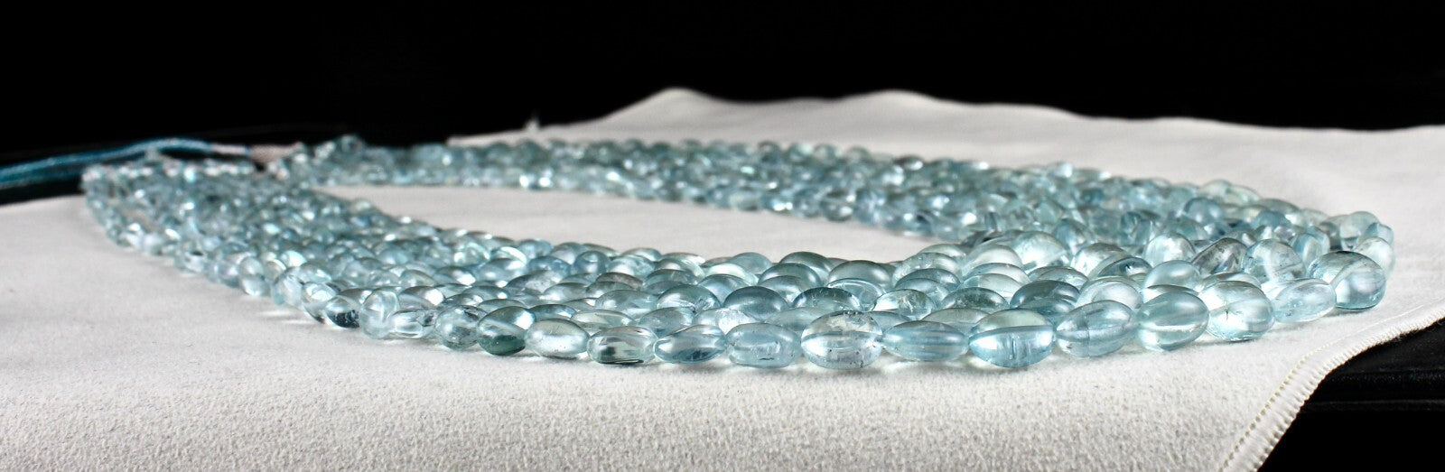Certified Natural Aquamarine Beads Necklace 8l 965 Ct Blue Gemstone Important