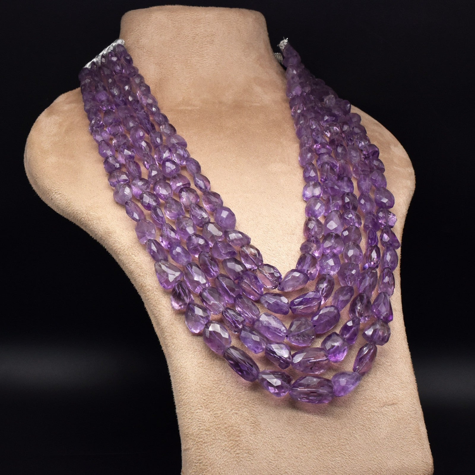 Natural Amethyst Faceted Tumble Beaded Necklace 5L 1425 Ct β Purple Gemstone