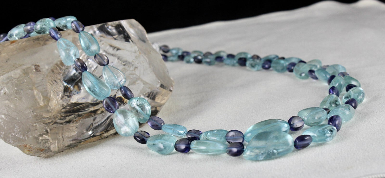 Certified Blue Natural Aquamarine Carat Weight Iolite 334 Ct Fine Necklace