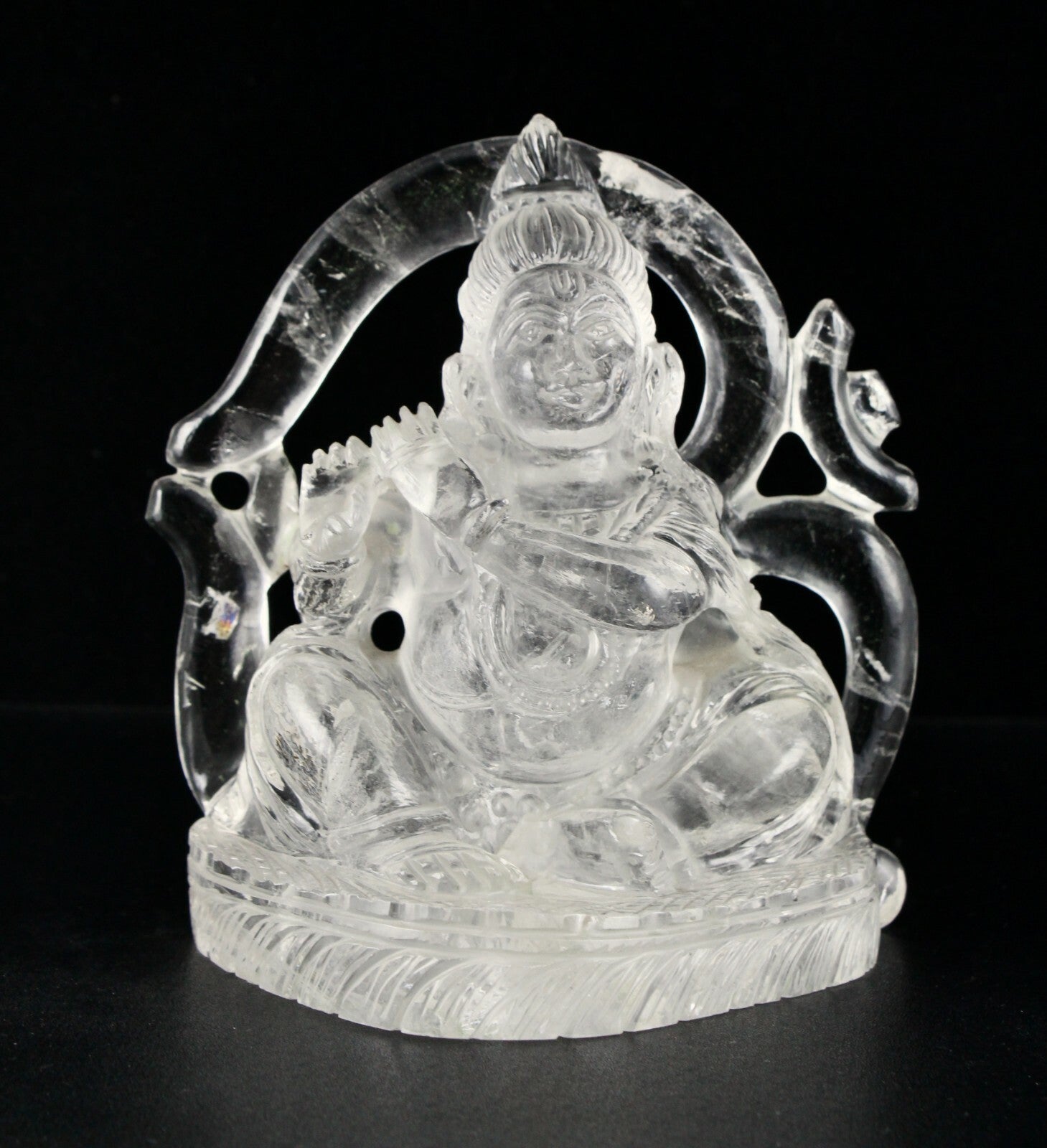 Certified Spiritual Natural Rock Crystal Quartz Lord Krishna 3965ct Gem Statue
