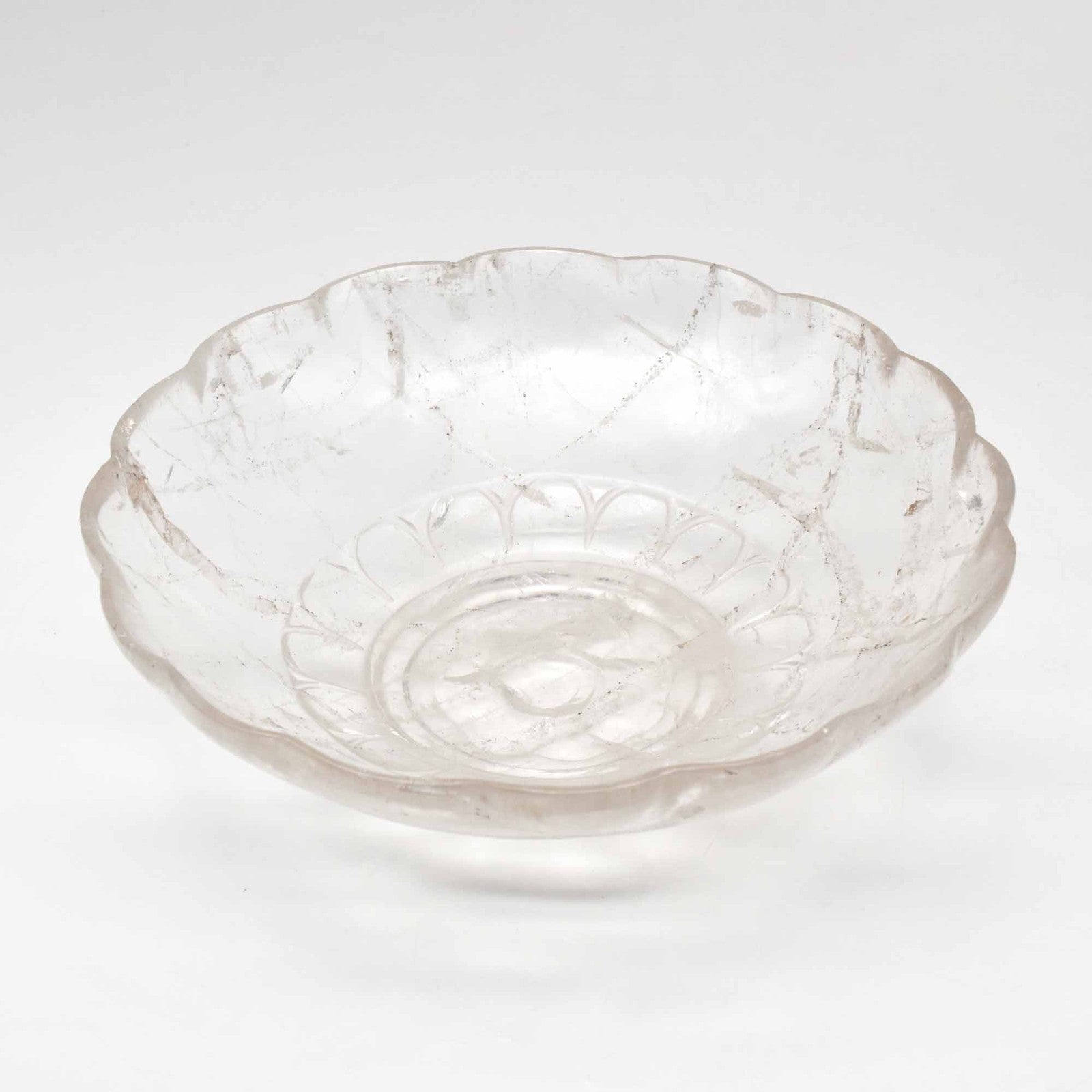 Certified Natural Rock Crystal Quartz 1935 Ct Round Engraved Gemstone Bowl Decor