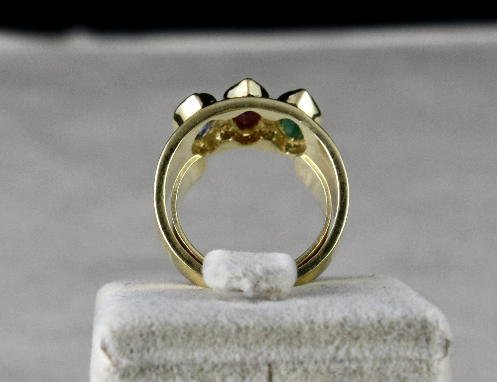 Elegant Natural Emerald 41.75ct Ruby Sapphire Marquise Sterling Silver Ring