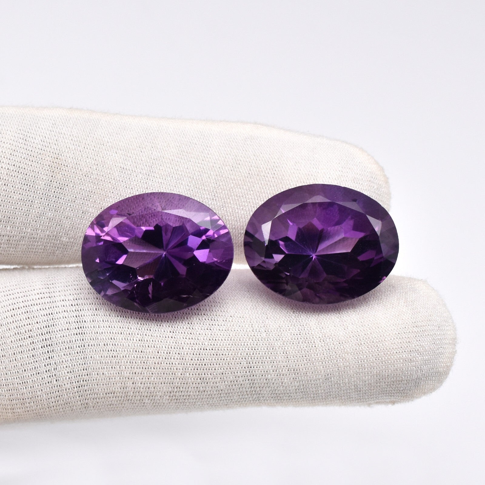 Certified Big Natural Amethyst Oval Cut Gemstone Pair 23x18mm 54.91ct Earrings