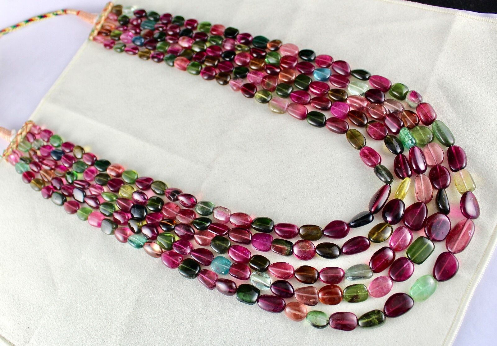 Natural Water Melon Tourmaline Beads Cabochon 5 L 1253 Ct Fine Gemstone Necklace