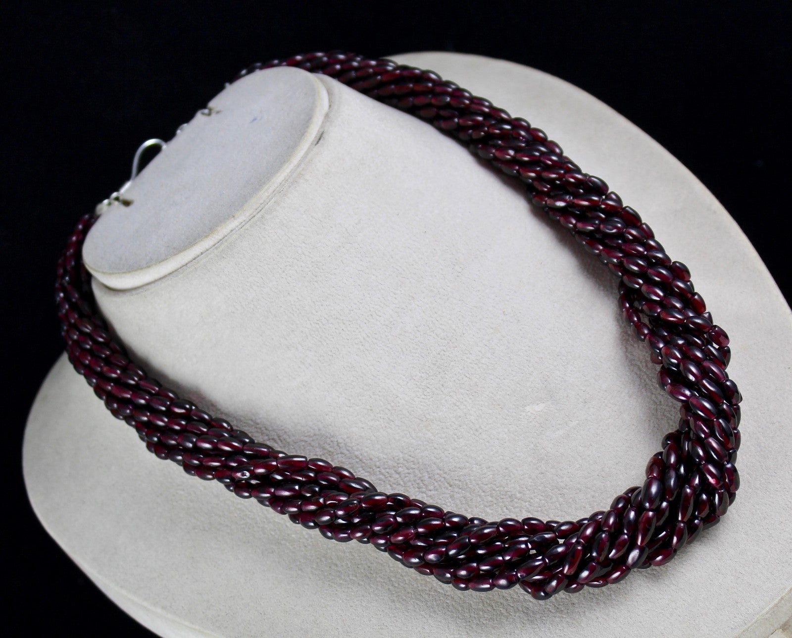 Natural Red Garnet 1111ct Beads Long Sterling Silver Fashion Necklace