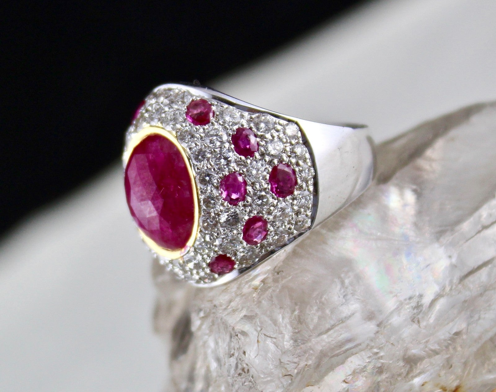 Certified Burma Ruby 57.95ct Natural Diamond 18k Gold Collector Ring Women